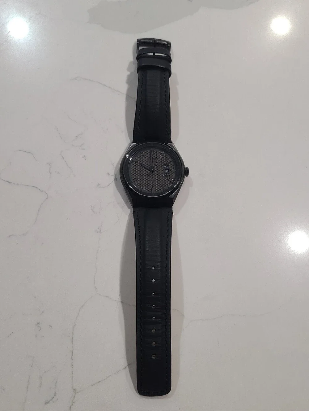EUC ECO-DRIVE CITIZEN WEEKENDER WATCH BLACK LEATHER STRAP AW1135-19E